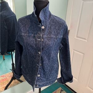 Chico's Indigo Leopard-Print Denim Jacket
